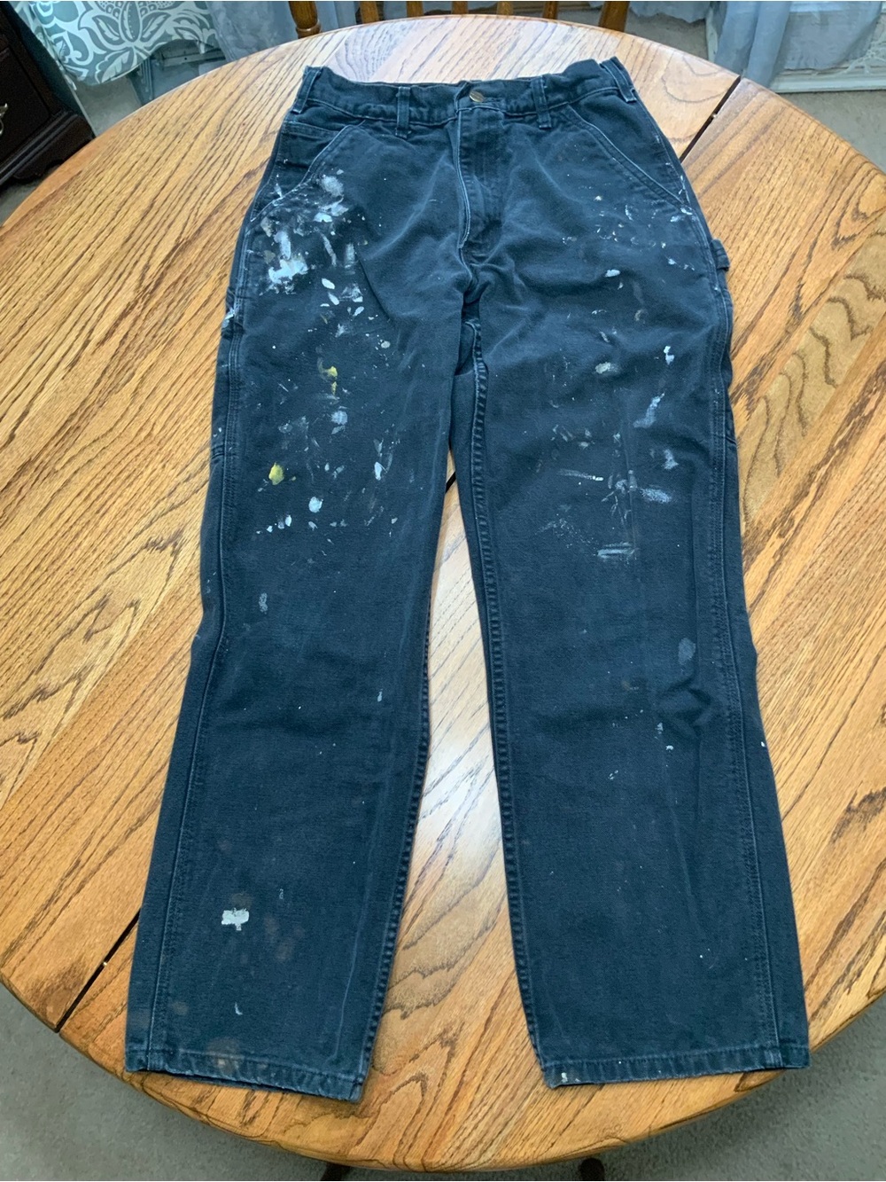 Carhartt B11 BLK Work Pants – 28x30 – Black – Distressed Painted Thrashed
